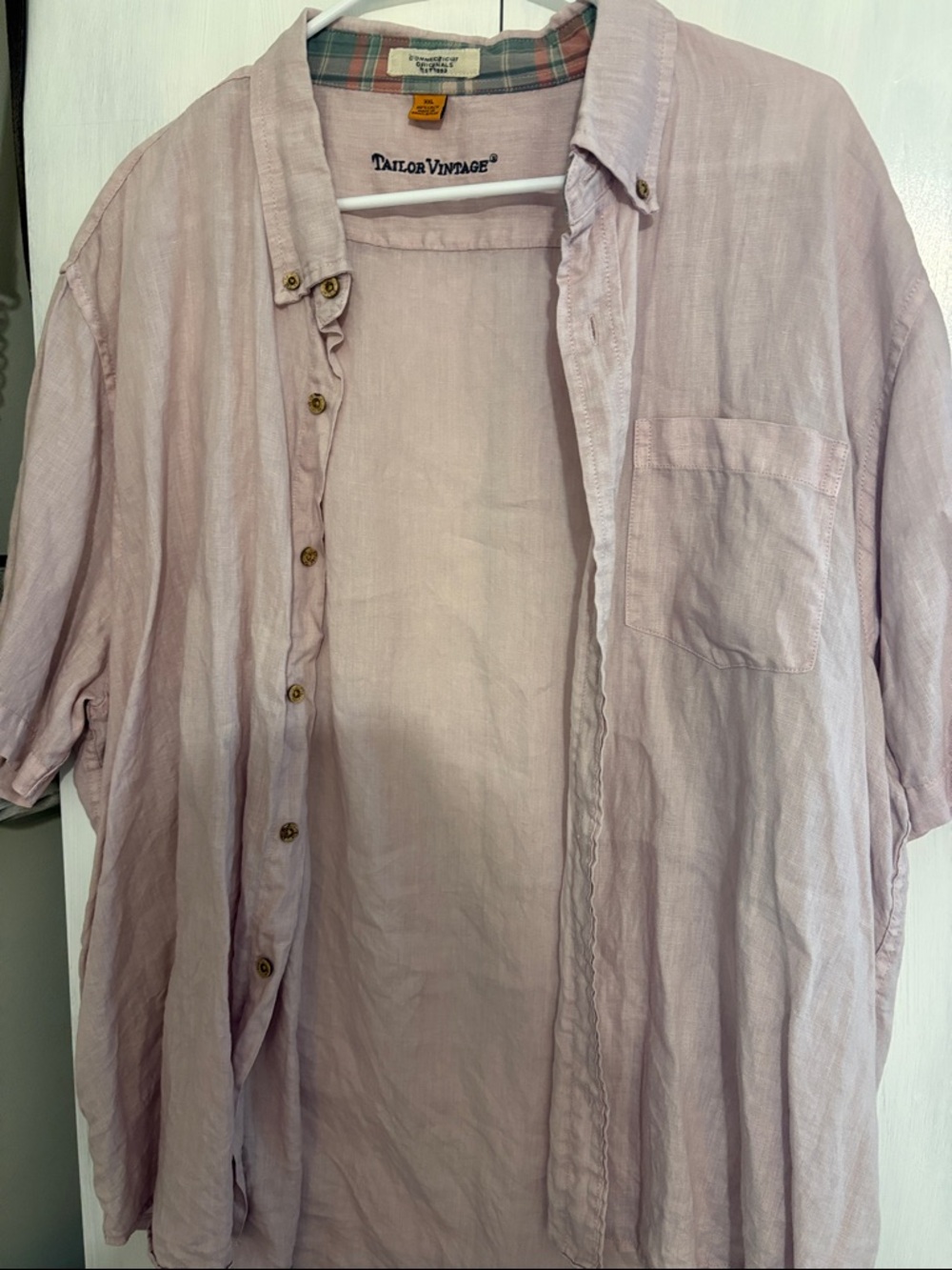Tailor Vintage Men's Light Lavender Linen Button-Up Shirt 100 percent linen